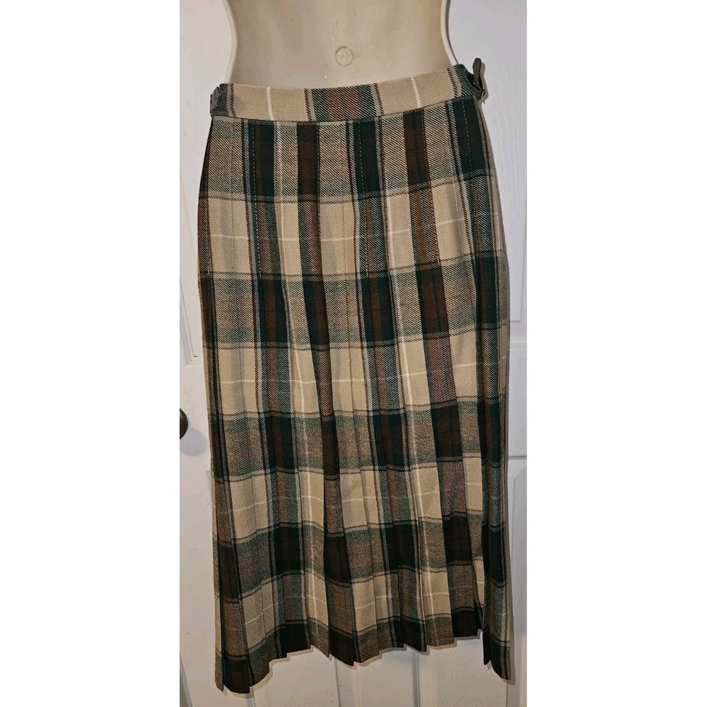 Vtg The Woolmark Company Pure New Wool Tartan Plaid Midi Wrap Skirt Size 12 - Picture 3 of 4